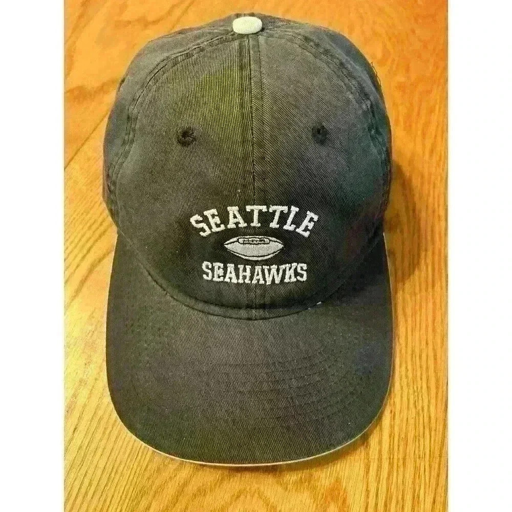 Seattle Seahawks Hat Cap Strap Back Gray NFL Reebok Script One Size